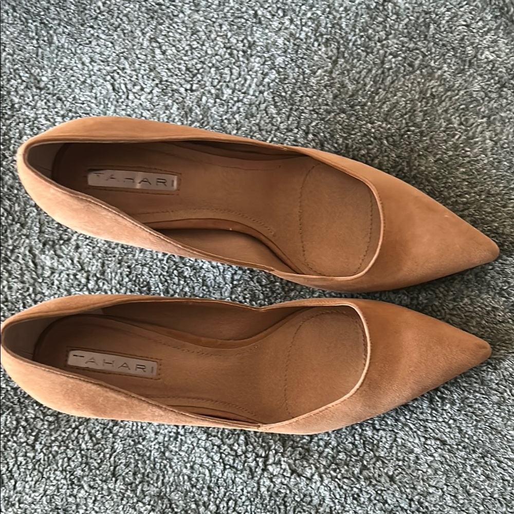 Tahari Women's Tan Suede Flats